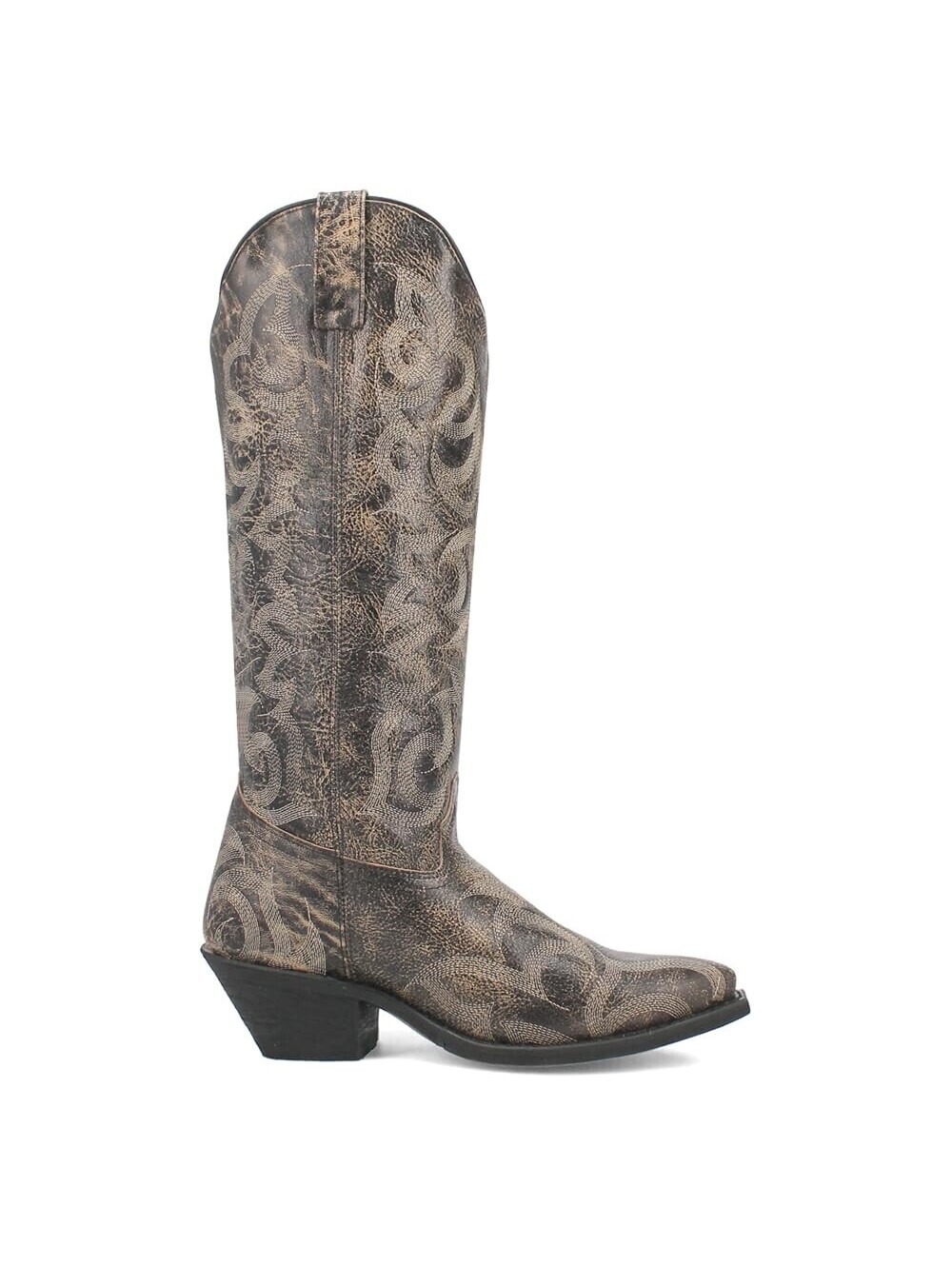 Authentic Women’s Laredo Snip Toe Cowboy Boots-Black/Brn W/Tan Stitch-NIB-6.5M